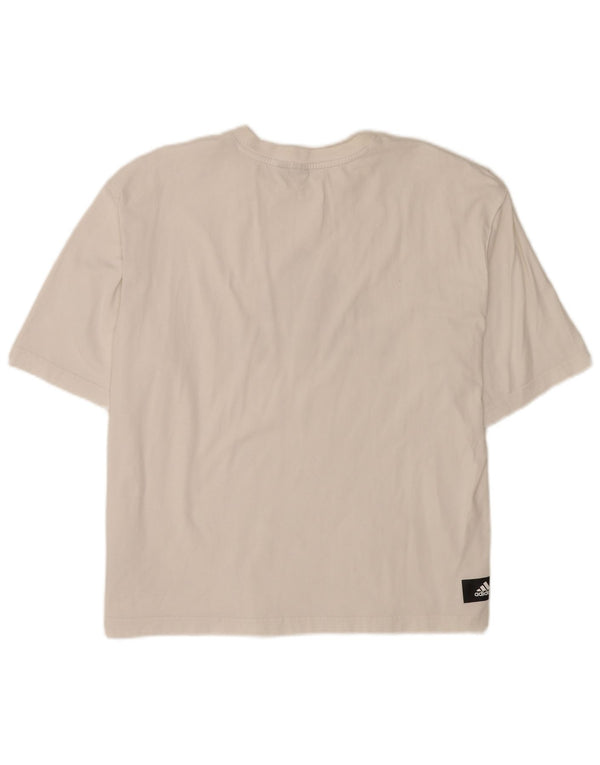 Adidas Damen Grafik T-Shirt Top UK 16 Large Weiße Baumwolle