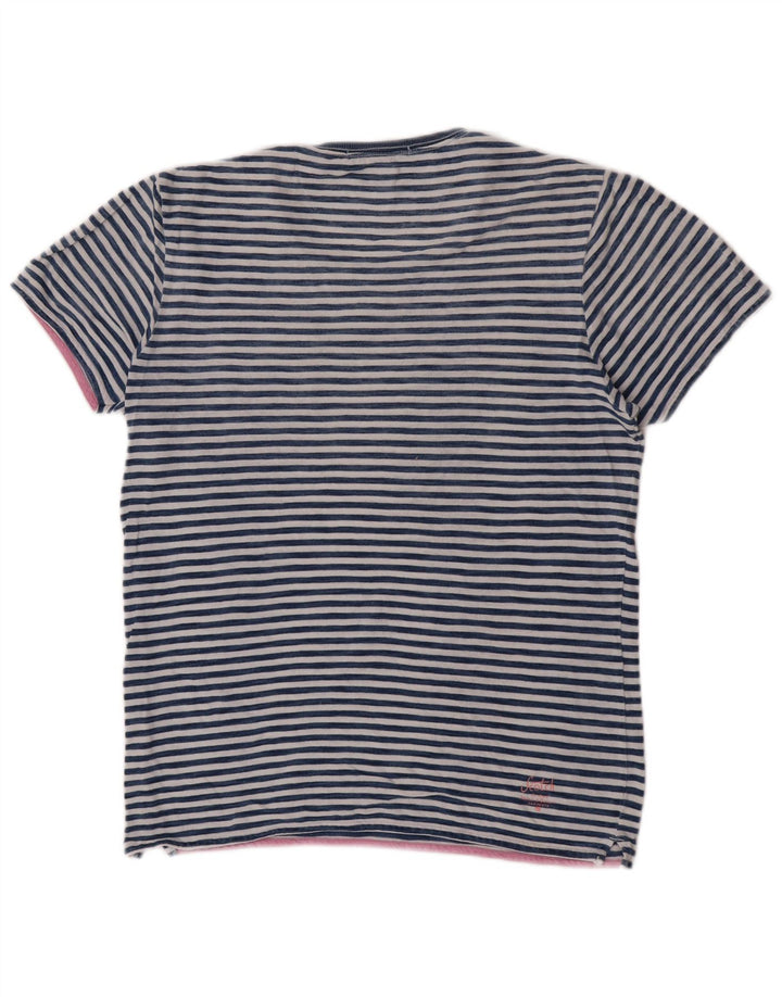 Scotch & Soda Herren-T-Shirt-Oberteil, mittelblau, gestreift, Baumwolle, klassisch