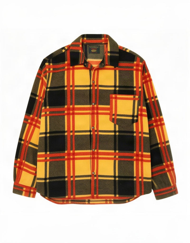 Vintage Herren Fleece-Shirt, groß, mehrfarbig, kariert