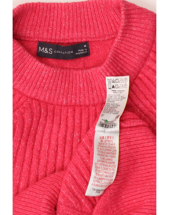 Marks & Spencer Damen Crop Pullover mit Rundhalsausschnitt, UK 14, Mittelrosa
