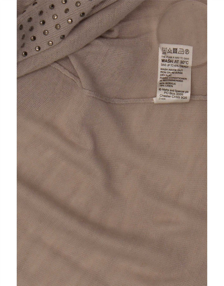 Marks & Spencer Damen Asymmetrisches Cardigan-Oberteil UK 14 Mittelgraues Acryl