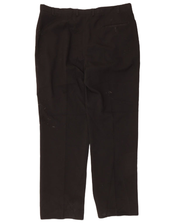 Marks & Spencer Mens Straight Suit Trousers W38 L31 Black Polyester