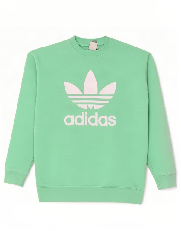 Adidas Womens Graphic Oversized Sweatshirt Pullover UK 8 Small Grüne Baumwolle