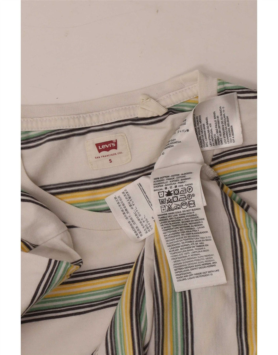 Levi's Herren-T-Shirt-Oberteil, klein, weiß, gestreift, Baumwolle