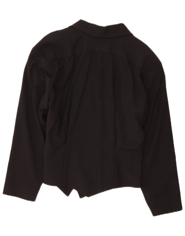 Vintage Damen Zweireihige übergroße Blazerjacke EU 36 Small Schwarz