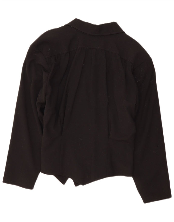 Vintage Damen Zweireihige übergroße Blazerjacke EU 36 Small Schwarz