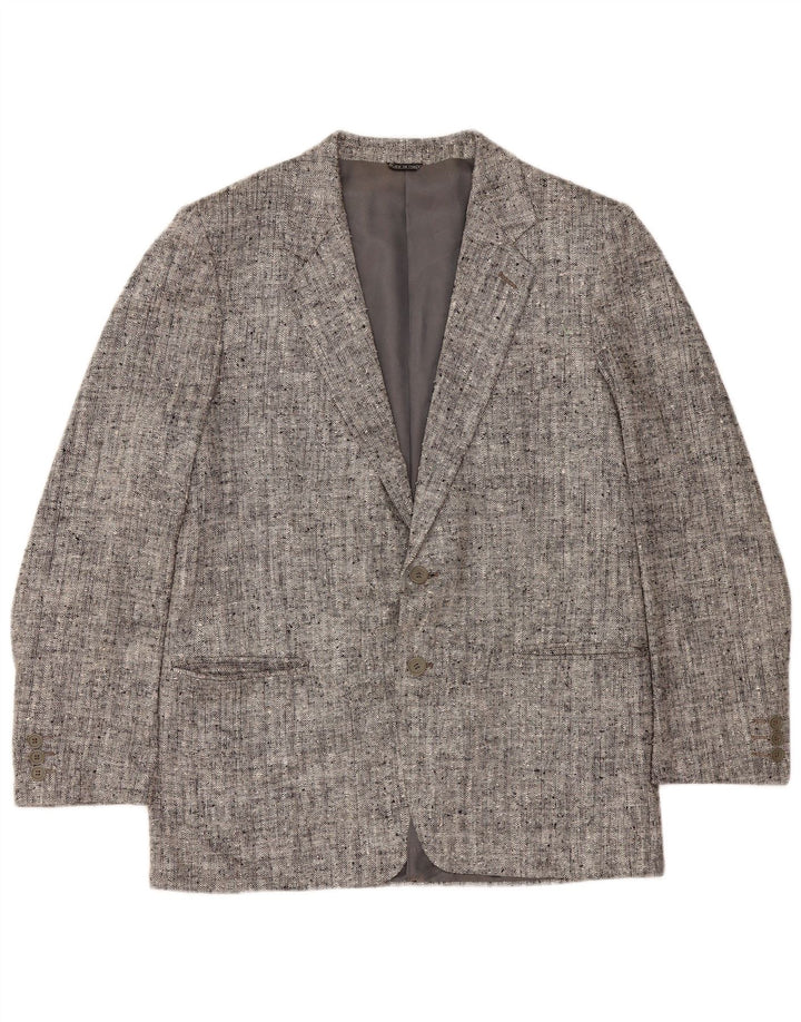 Lanifico Campore Herren-Blazer mit 2 Knöpfen, Größe IT 50, groß, grau gefleckte Seide