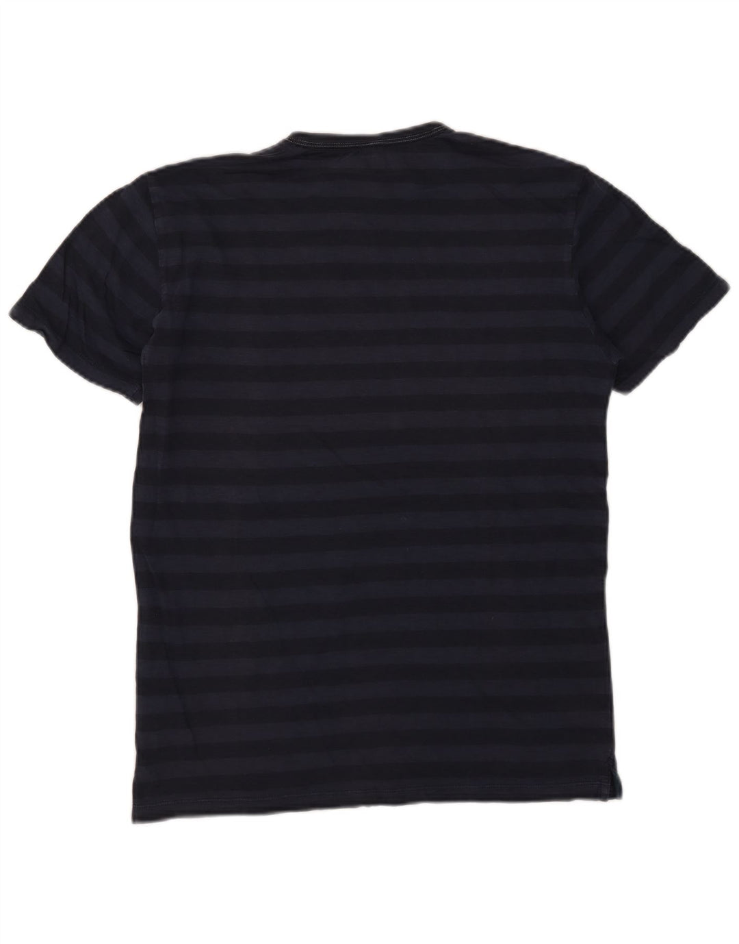 SUN68 Herren-T-Shirt-Oberteil aus mittelblauer, gestreifter Baumwolle