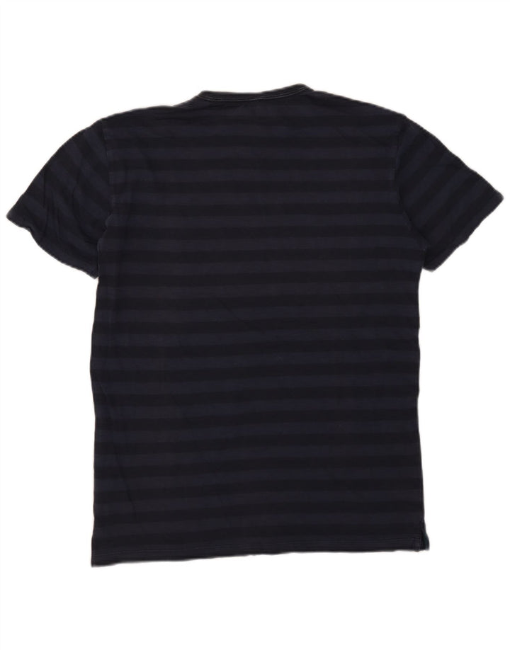 SUN68 Herren-T-Shirt-Oberteil aus mittelblauer, gestreifter Baumwolle