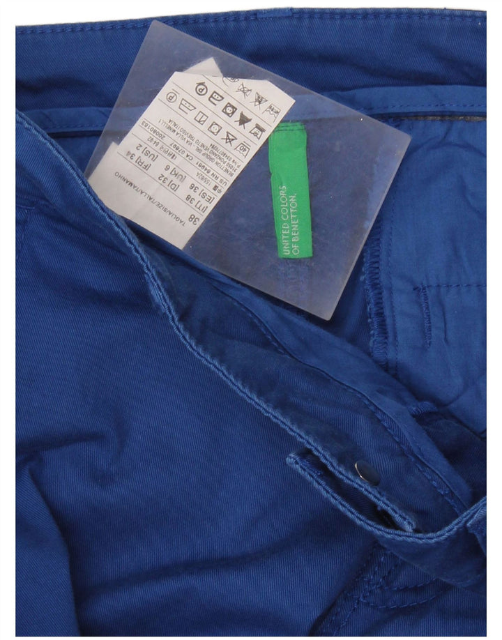 BENETTON Damen Flare Chinohose UK 6 XS W26 L33 Blaue Baumwolle
