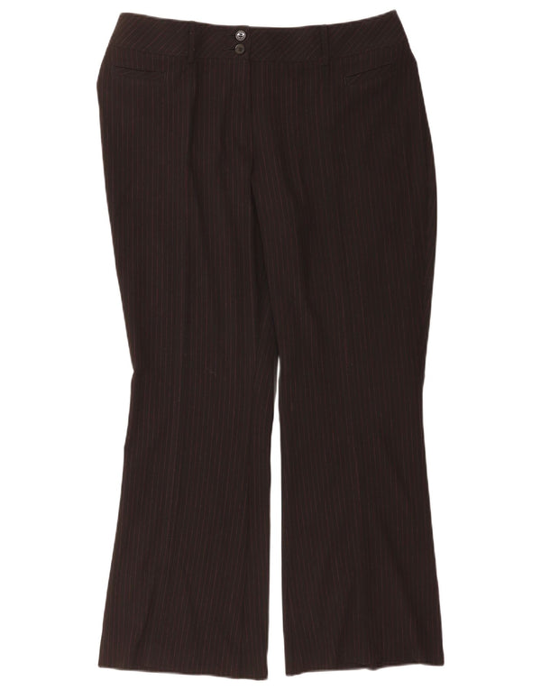 Marks & Spencer Damen Freizeithose UK 16 Large W34 L30 Schwarzer Nadelstreifen