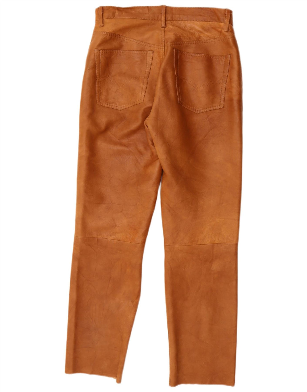 Vintage Damen Gerade Lederhose W28 L27 Braun