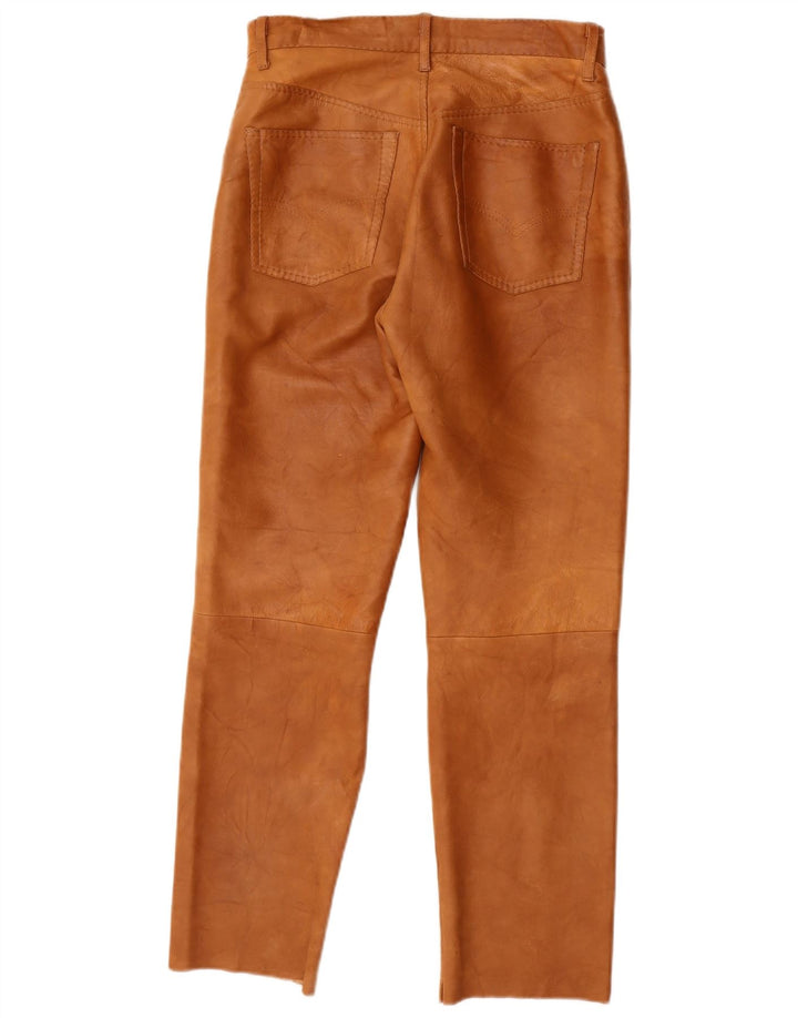 Vintage Damen Gerade Lederhose W28 L27 Braun