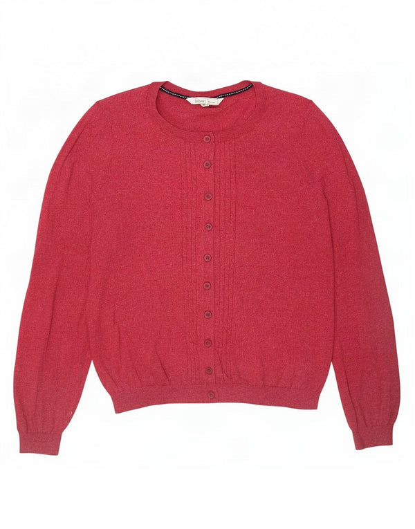 Fat Face Damen Crop Cardigan Pullover UK 14 Medium Burgundy Meliert Baumwolle