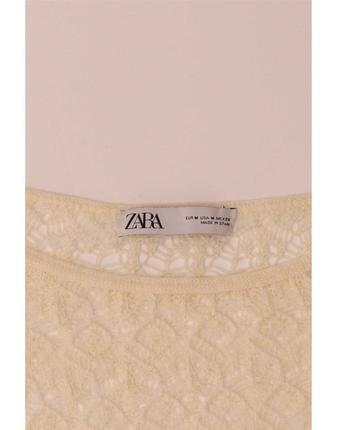 Zara Damen Crop Batwing Crochet Bluse Top UK 12 Mittelgelb