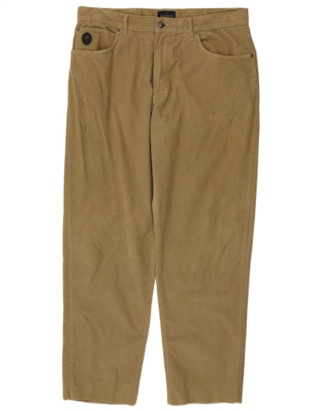 TRUSSARDI Herren gerade Cordhose IT 54 2XL W40 L32 Khaki Baumwolle