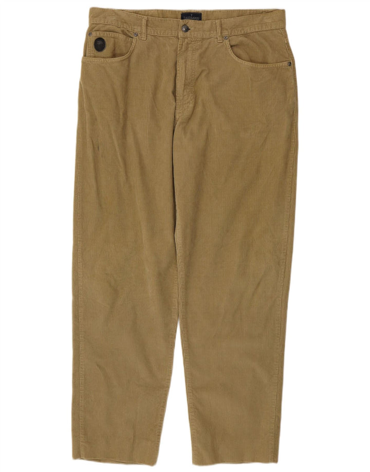 TRUSSARDI Herren gerade Cordhose IT 54 2XL W40 L32 Khaki Baumwolle