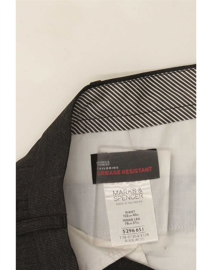 Gerade Herren-Anzughose von Marks & Spencer, W40, L31, Schwarz, Polyester