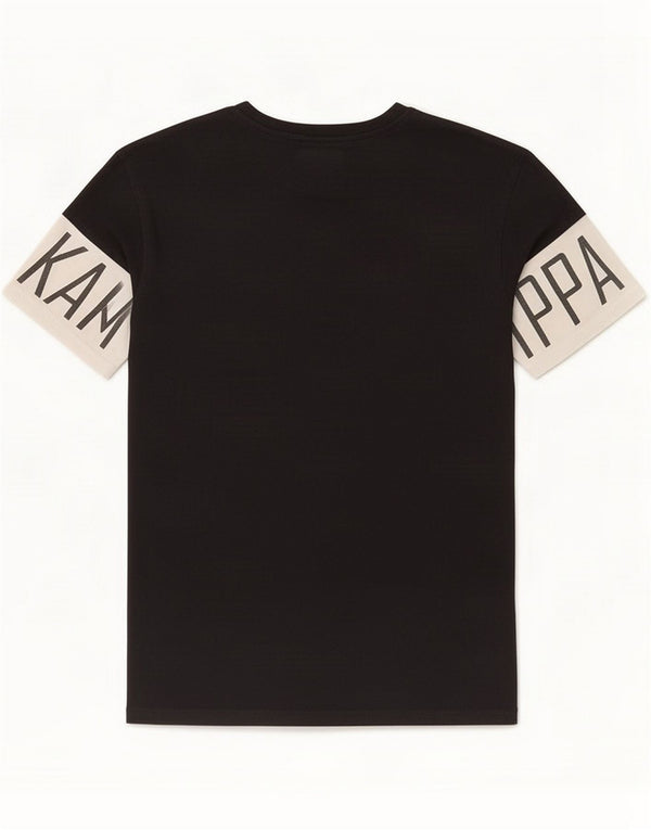 Kappa Herren-T-Shirt mit Grafik, Größe S, Schwarz, Colourblock-Baumwolle