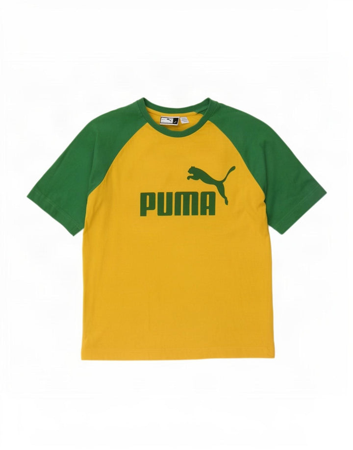 Puma Herren-T-Shirt mit Grafik, Größe S, Gelb, Farbblock