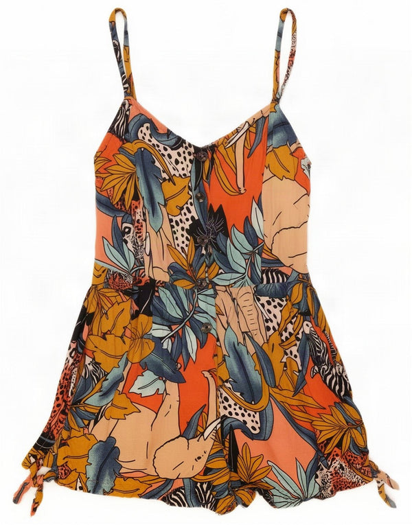 Element Womens Ärmelloser Playsuit UK 10 Small Mehrfarbiges Blumen-Rayon