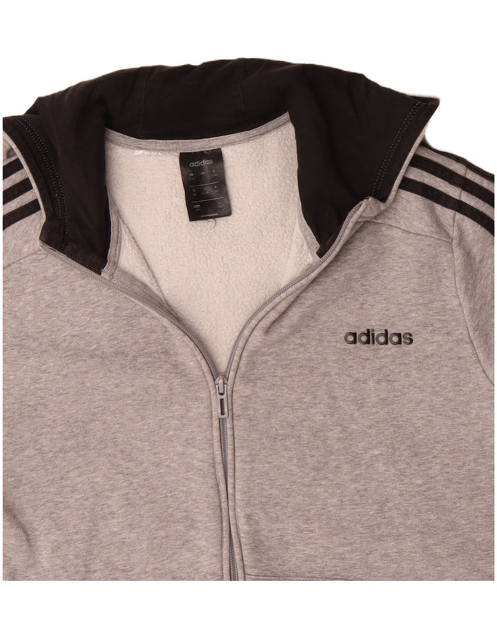 Adidas Jungen-Kapuzenpullover mit Reißverschluss, 12–13 Jahre, grau gefleckte Baumwolle