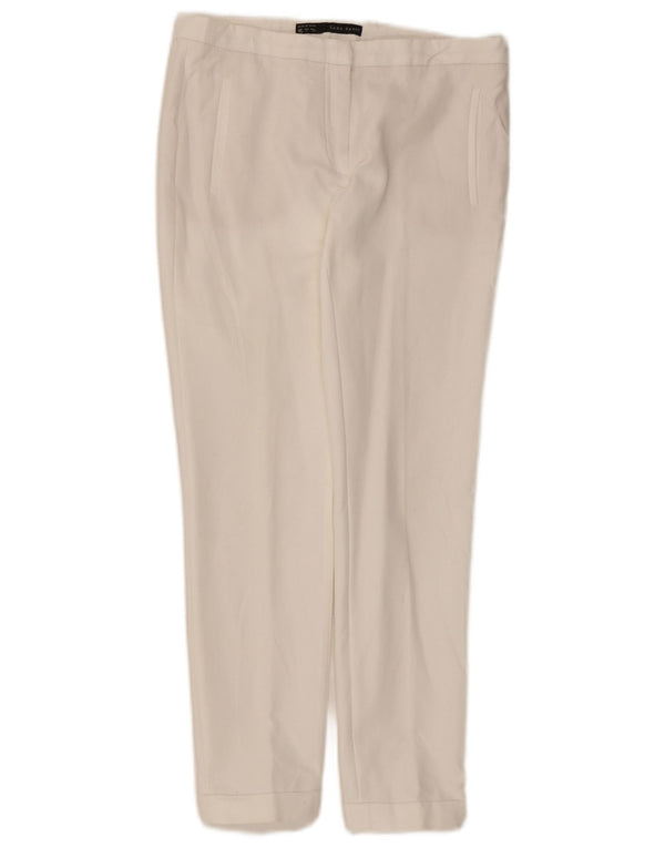 Zara Mens Crop Slim Chino Trousers Small W26 L26 White Cotton