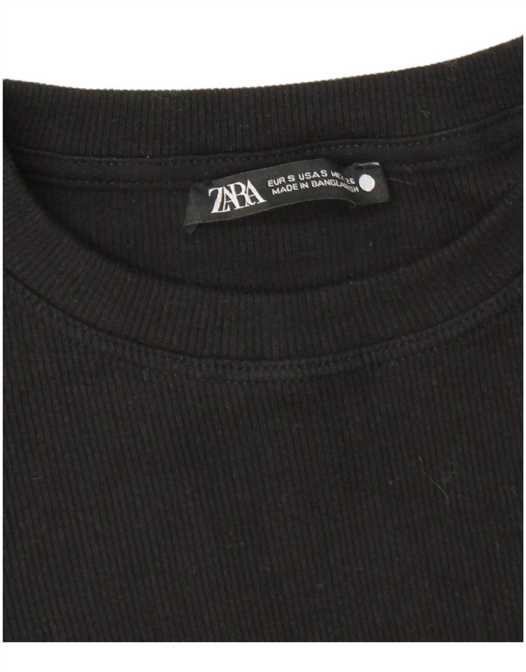 Zara Damen Crop Bluse Top UK 8 Small Schwarze Baumwolle