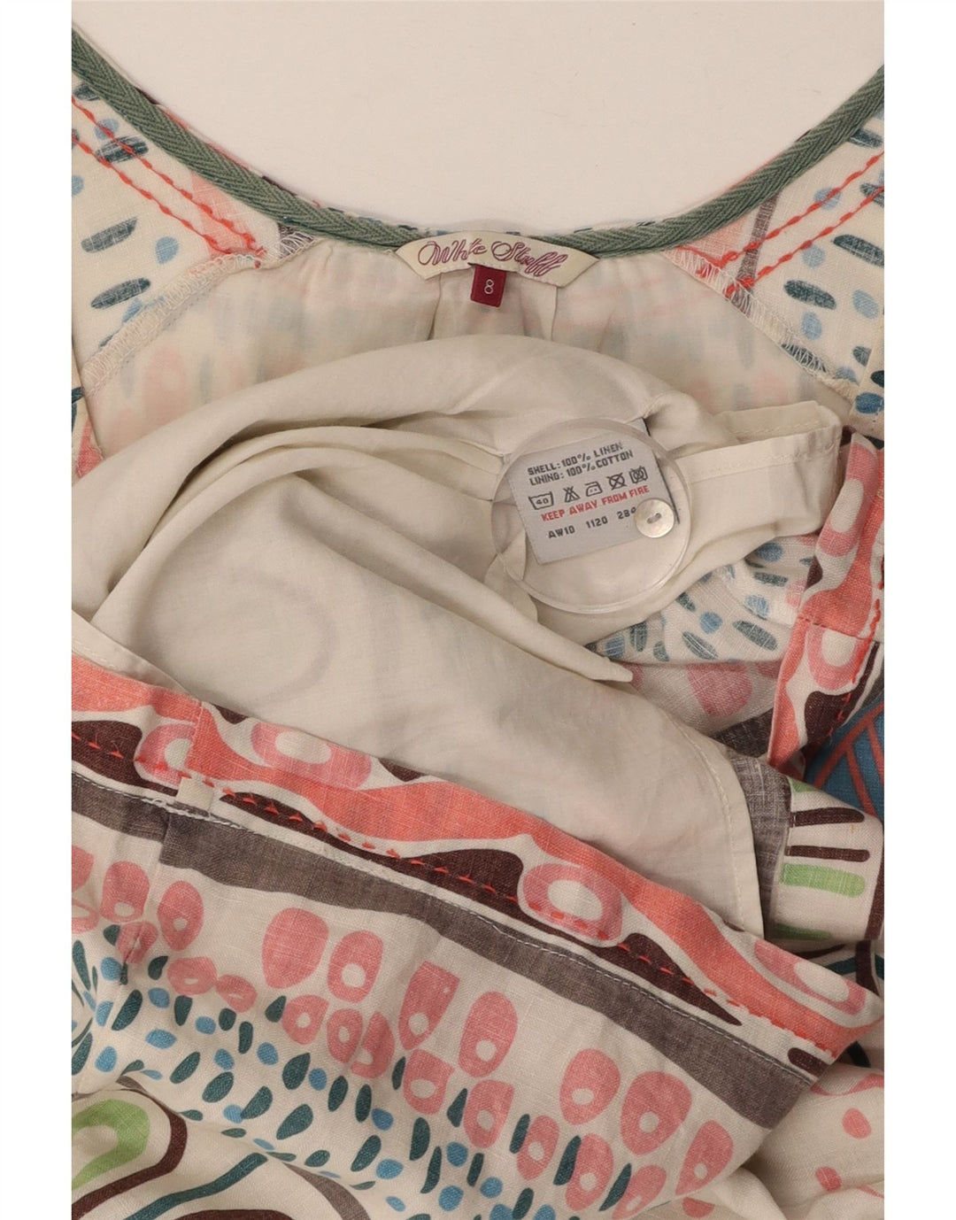 WHITE STUFF Damen-Etuikleid, Größe S, Weiß, Blumenmuster, Leinen