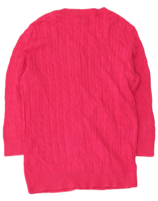 Tommy Hilfiger Damen-Strickjacke mit 3/4-Ärmeln, UK-Gr. 12, mittelrosa, Baumwolle