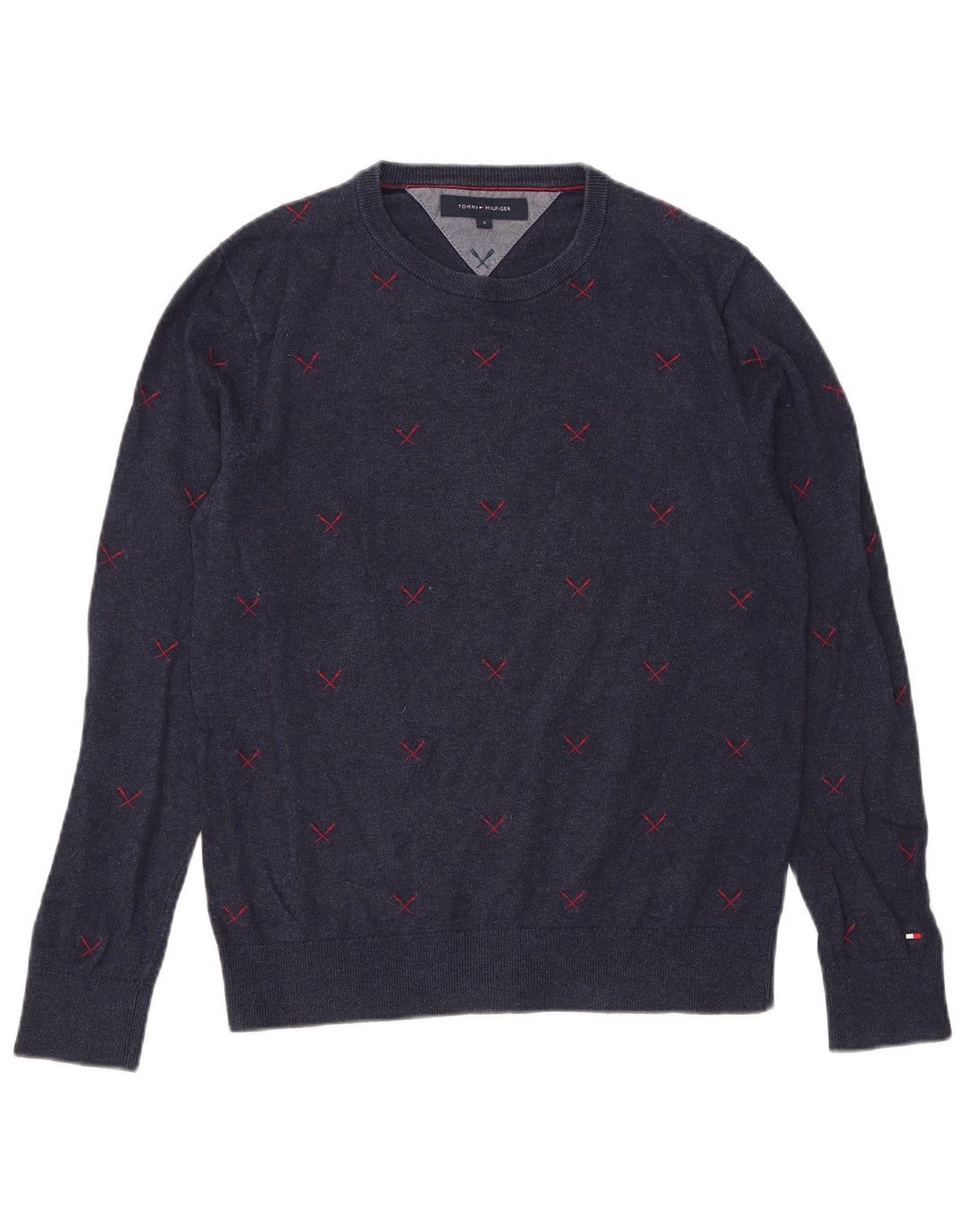 Tommy Hilfiger Herren-Pullover mit Rundhalsausschnitt, Größe S, Marineblau, Polyester