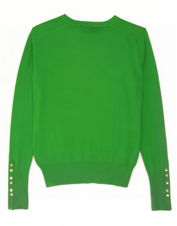 Zara Damen Crop Crew Neck Pullover Pullover UK 12 Mittelgrüne Viskose