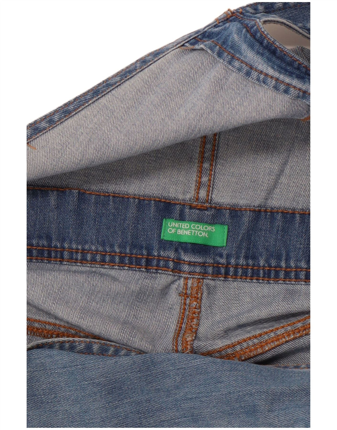 BENETTON Damen Distressed-Latzhose mit weitem Bein, W36 XL, Blau