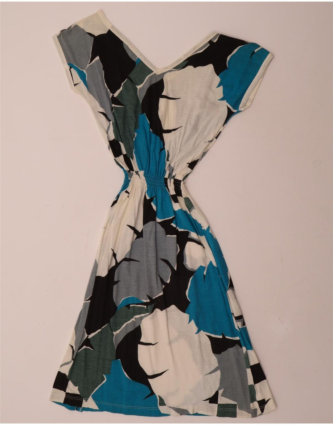 Vintage Damen A-Linien-Kleid mit abstraktem Muster IT 42 Medium Mehrfarbig