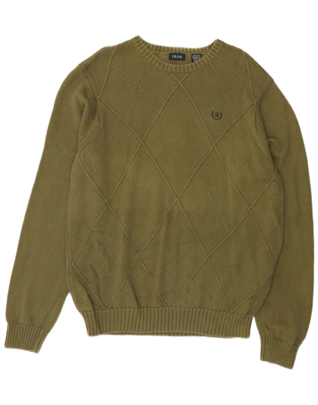 IZOD Herren-Pullover mit U-Boot-Ausschnitt, mittlere Khaki-Baumwolle