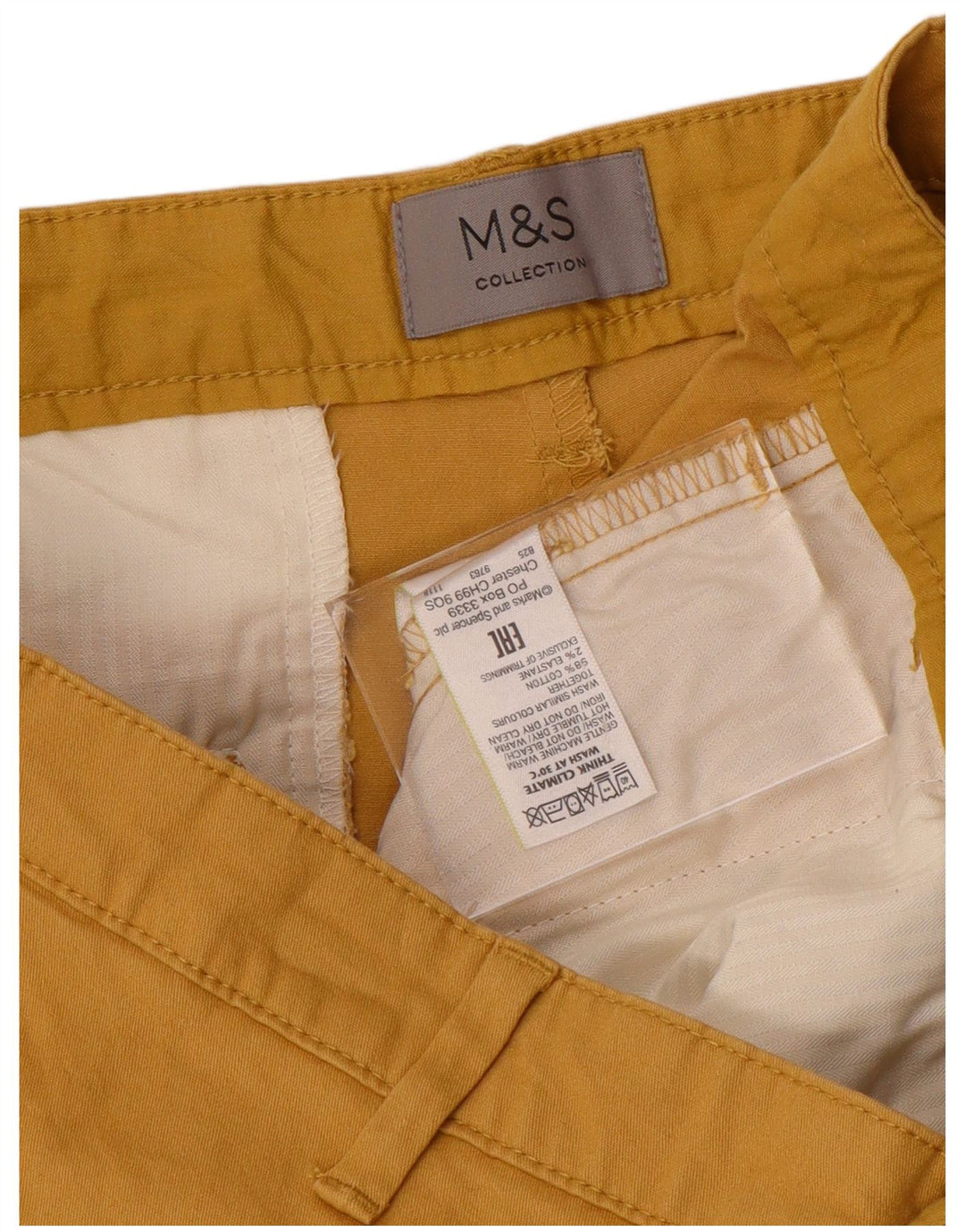 Marks & Spencer Herren-Chinoshorts W36, Größe L, Gelb, Baumwolle