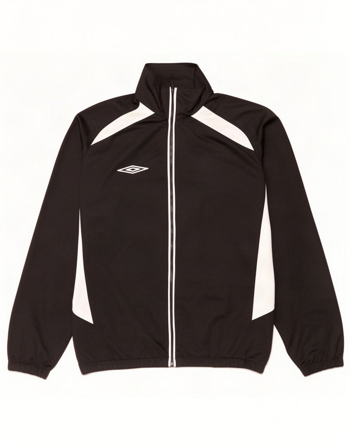 Umbro Herren-Trainingsanzug-Top-Jacke, großes schwarzes Farbblock-Polyester