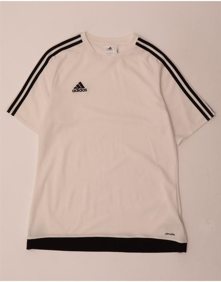 Adidas Herren Climalite T-Shirt Top Large Weiß Colourblock Polyester