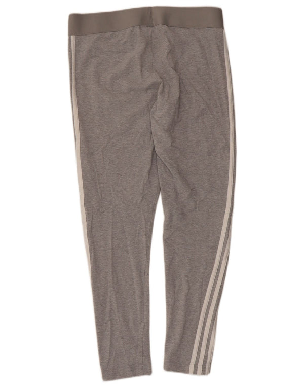 Adidas Damen Crop Leggings UK 16/18 Große graue Baumwolle