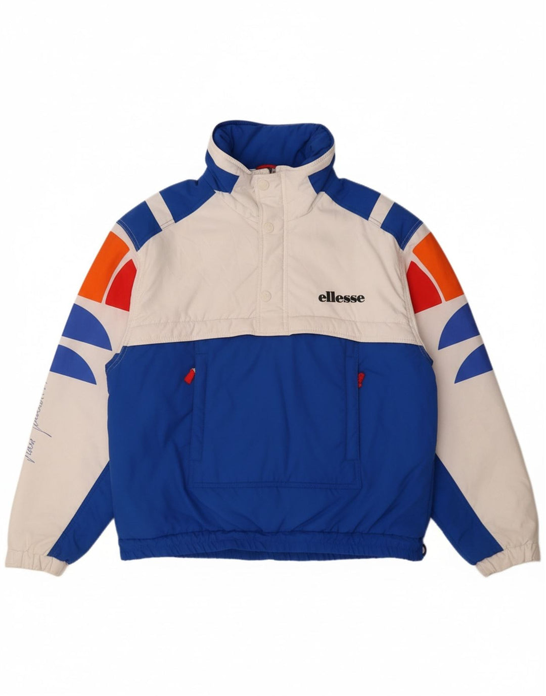 ELLESSE Mens Graphic Anorak Jacket UK 40 Large White Colourblock
