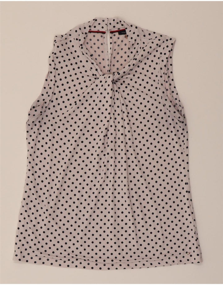 TOMMY HILFIGER Womens Sleeveless Blouse Top UK 12 Medium White Polka Dot Vintage Tommy Hilfiger and Second-Hand Tommy Hilfiger from Messina Hembry 