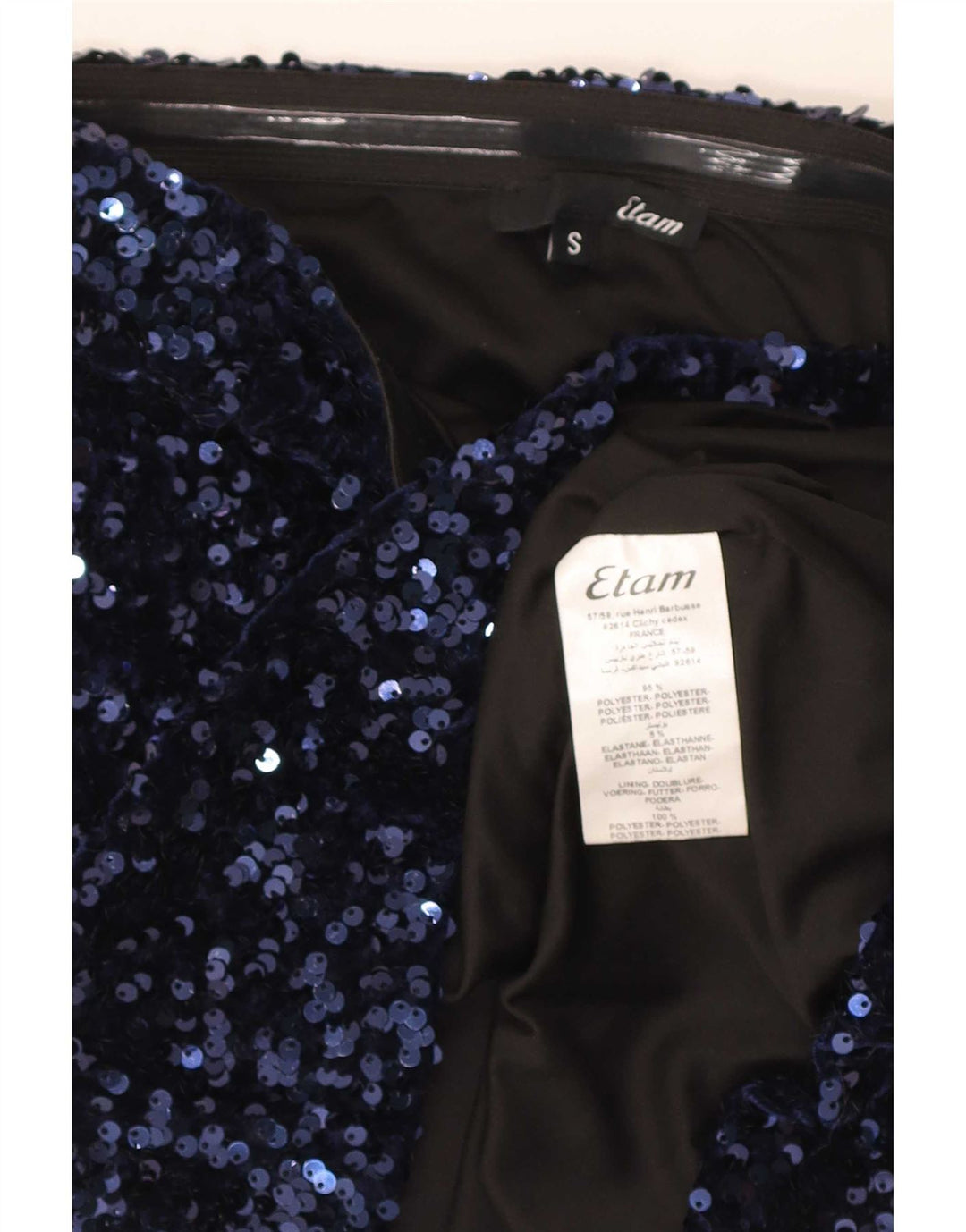 Etam Womens Crop Strapless Top UK 10 Small Navy Blue Polyester