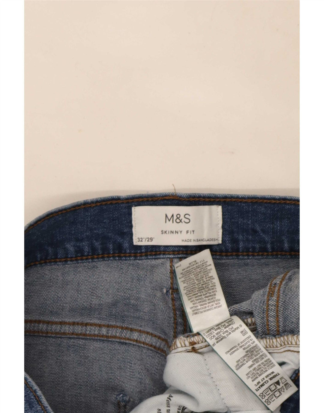 Marks & Spencer Herren Skinny Jeans W32 L29 Blaue Baumwolle