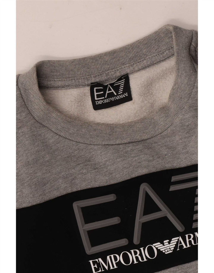 Emporio Armani Herren Grafik-Sweatshirt-Pullover Mittelgrauer Farbblock