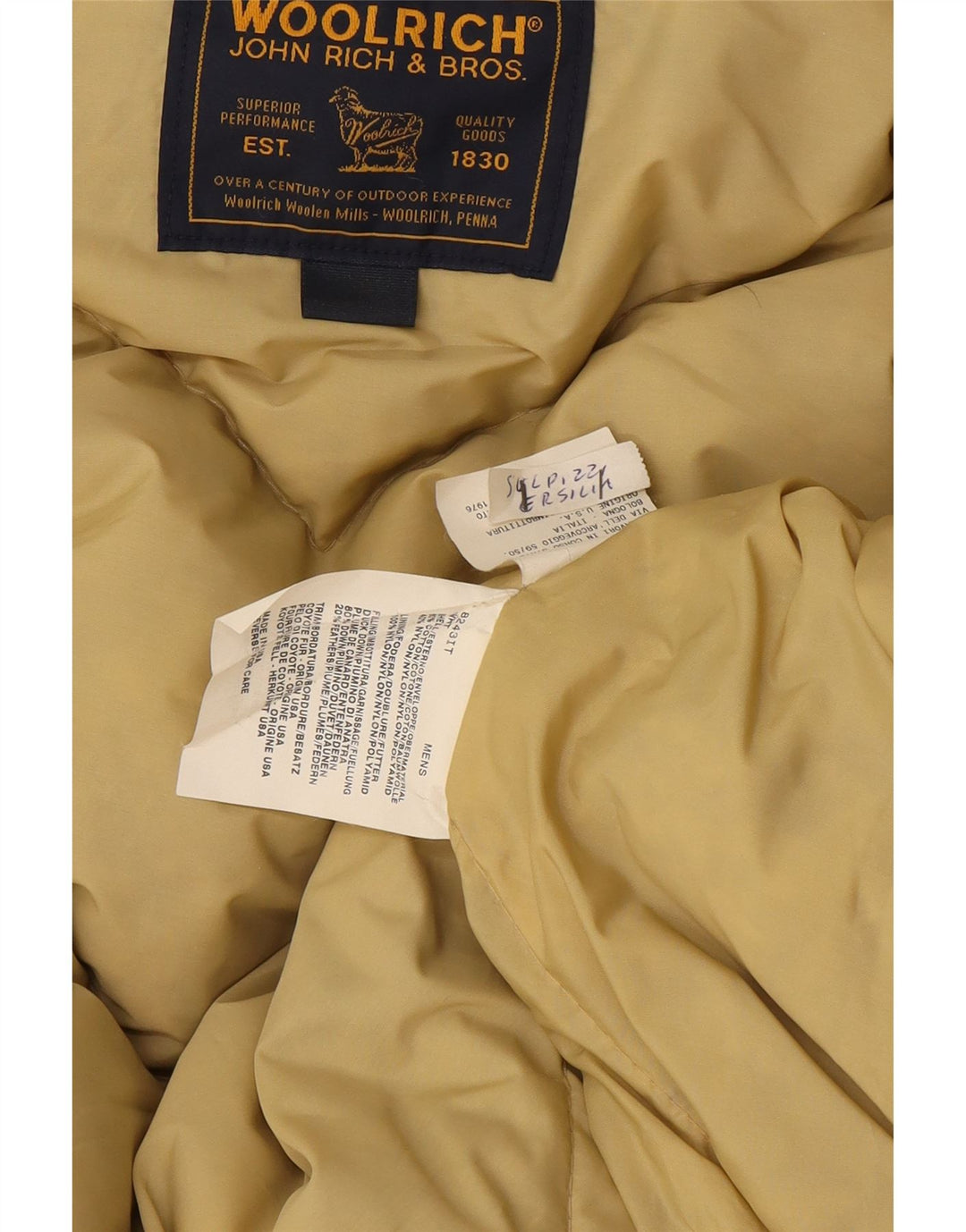 Woolrich Herren-Jacke mit Kapuze, gepolstert, UK 36, Größe S, weißes Nylon