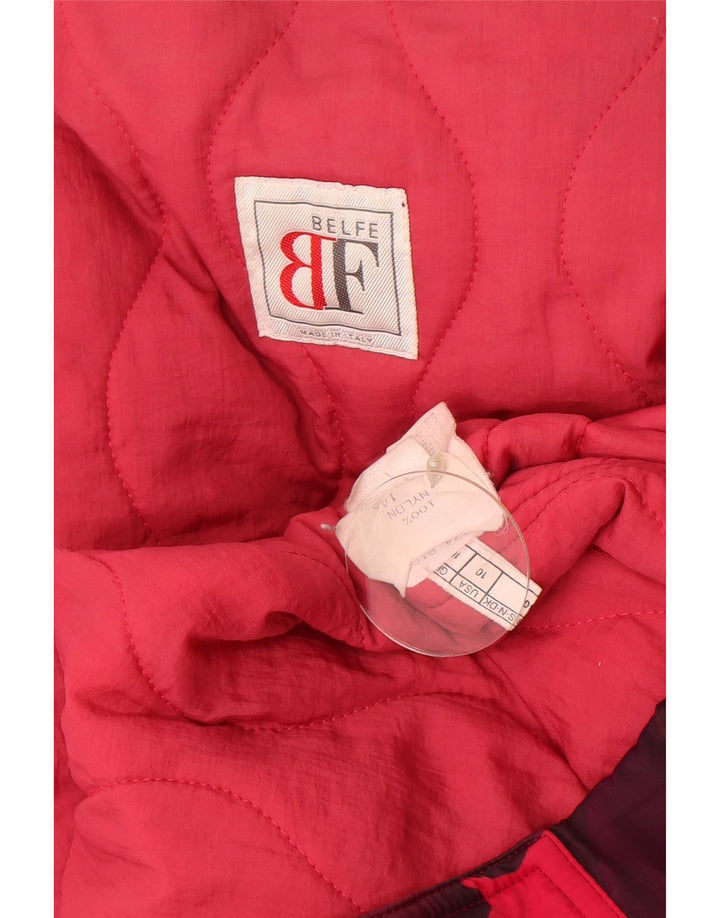 Übergroße Damen-Skijacke von Belfe & Belfe, UK 16, großes rosafarbenes Nylon mit Blumenmuster