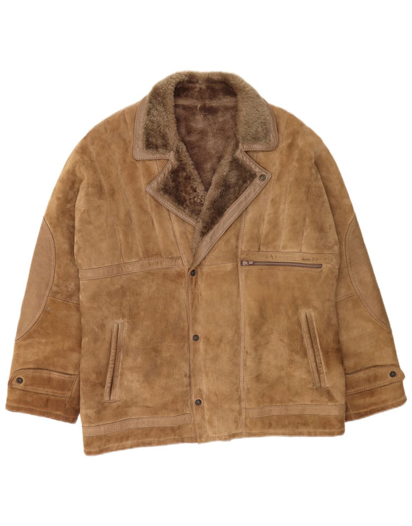 Vintage Mens Shearling Jacket IT 52 XL Beige