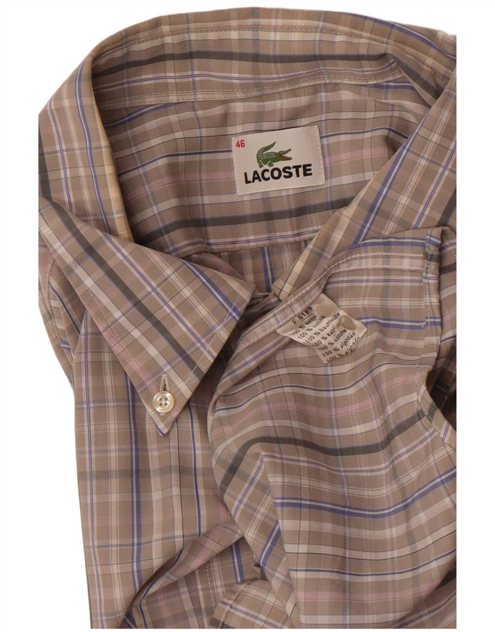 Lacoste Herrenhemd Größe 46 2XL grau karierte Baumwolle