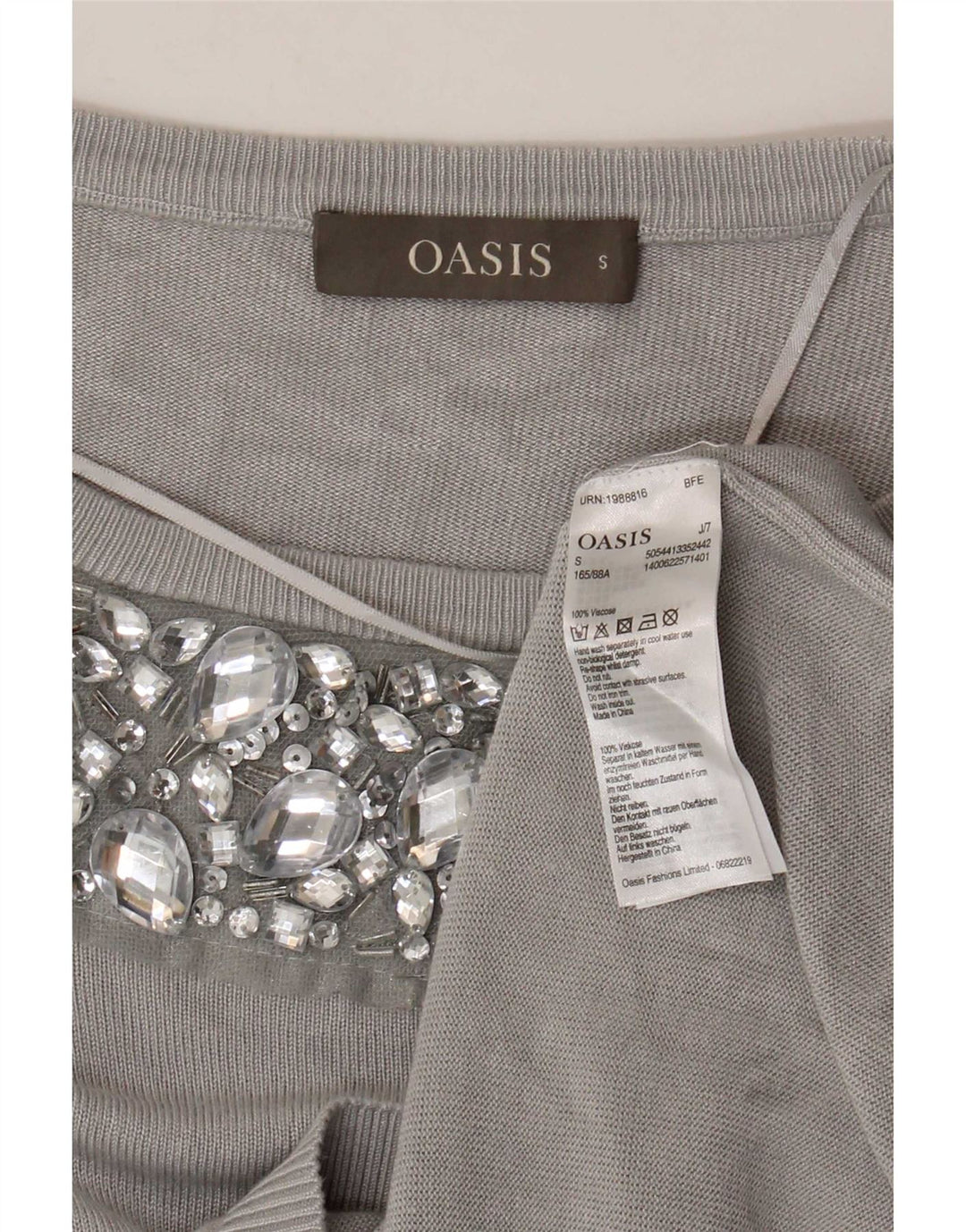 Oasis Damen-Pullover mit U-Boot-Ausschnitt, Gr. 10, Größe S, graue Viskose