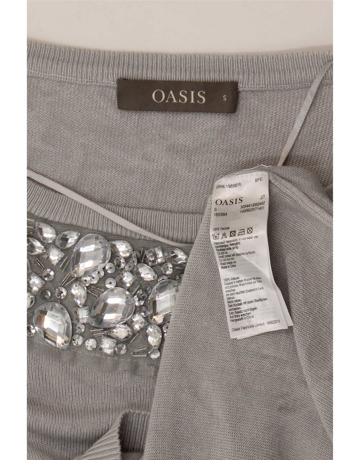 Oasis Damen-Pullover mit U-Boot-Ausschnitt, Gr. 10, Größe S, graue Viskose